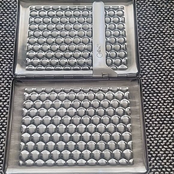 NWT VTG Colibri Silver Honeycomb Patterned Cigarette Case Holder Gift Box Unisex - Picture 5 of 11